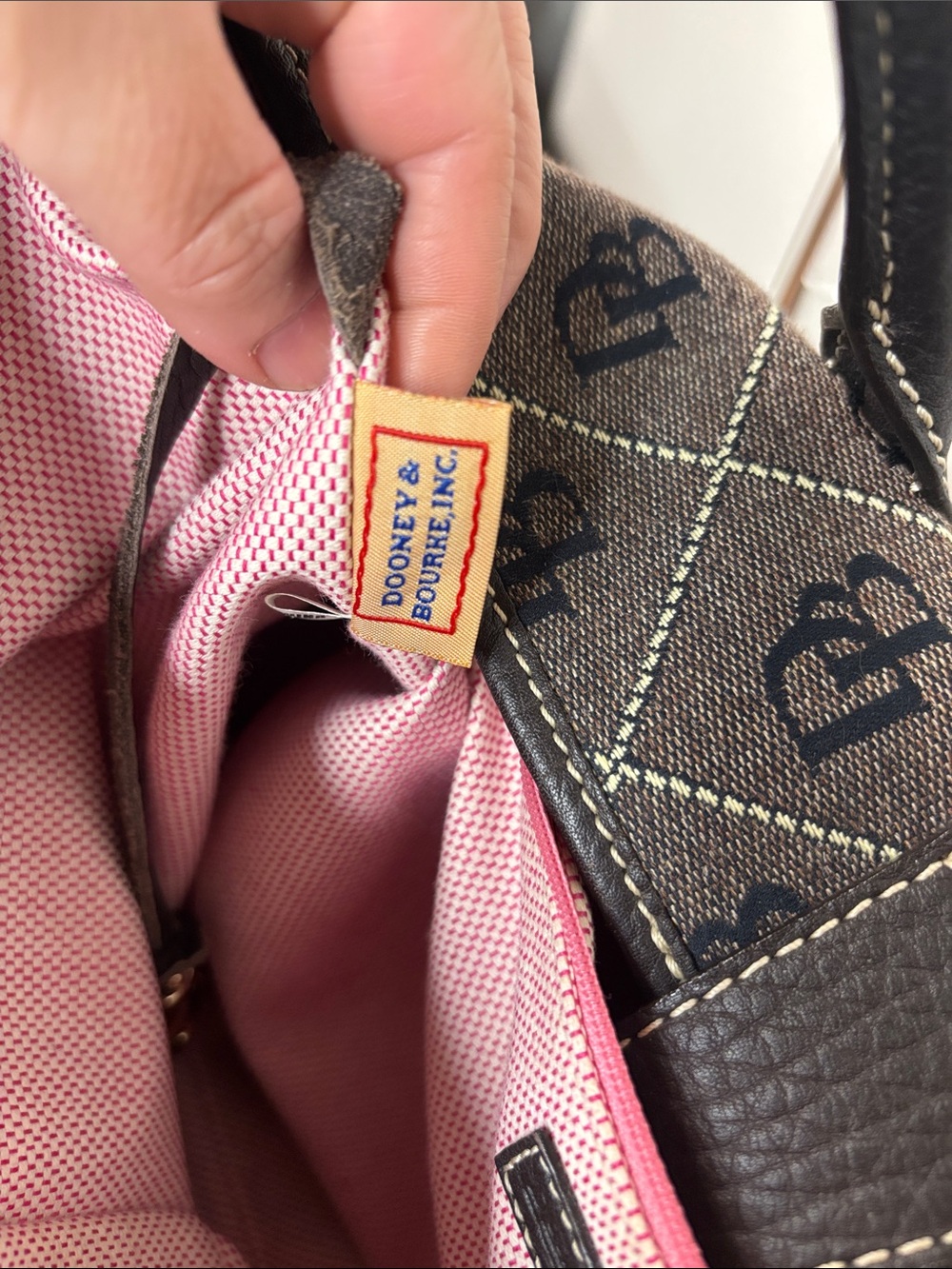 Dooney & Bourke Brown Signature Tote Bag with Logo Clasp Lock Hardware - Picture 10 of 13